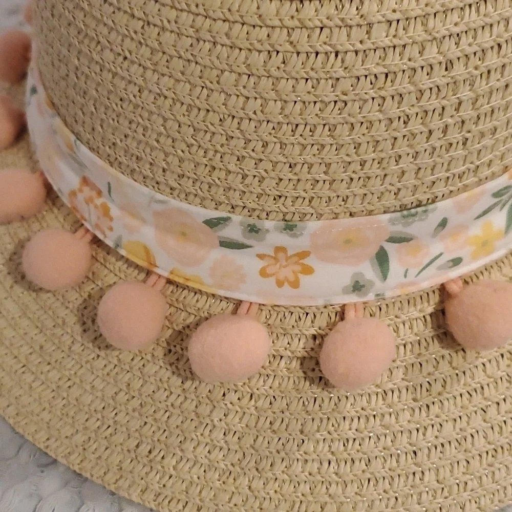 Pompom Straw Hat Sizec4T